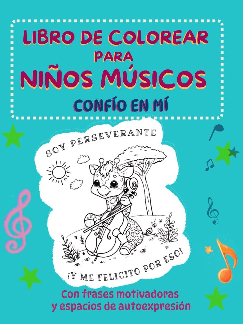 Tapa del libro de colorear para niños músicos